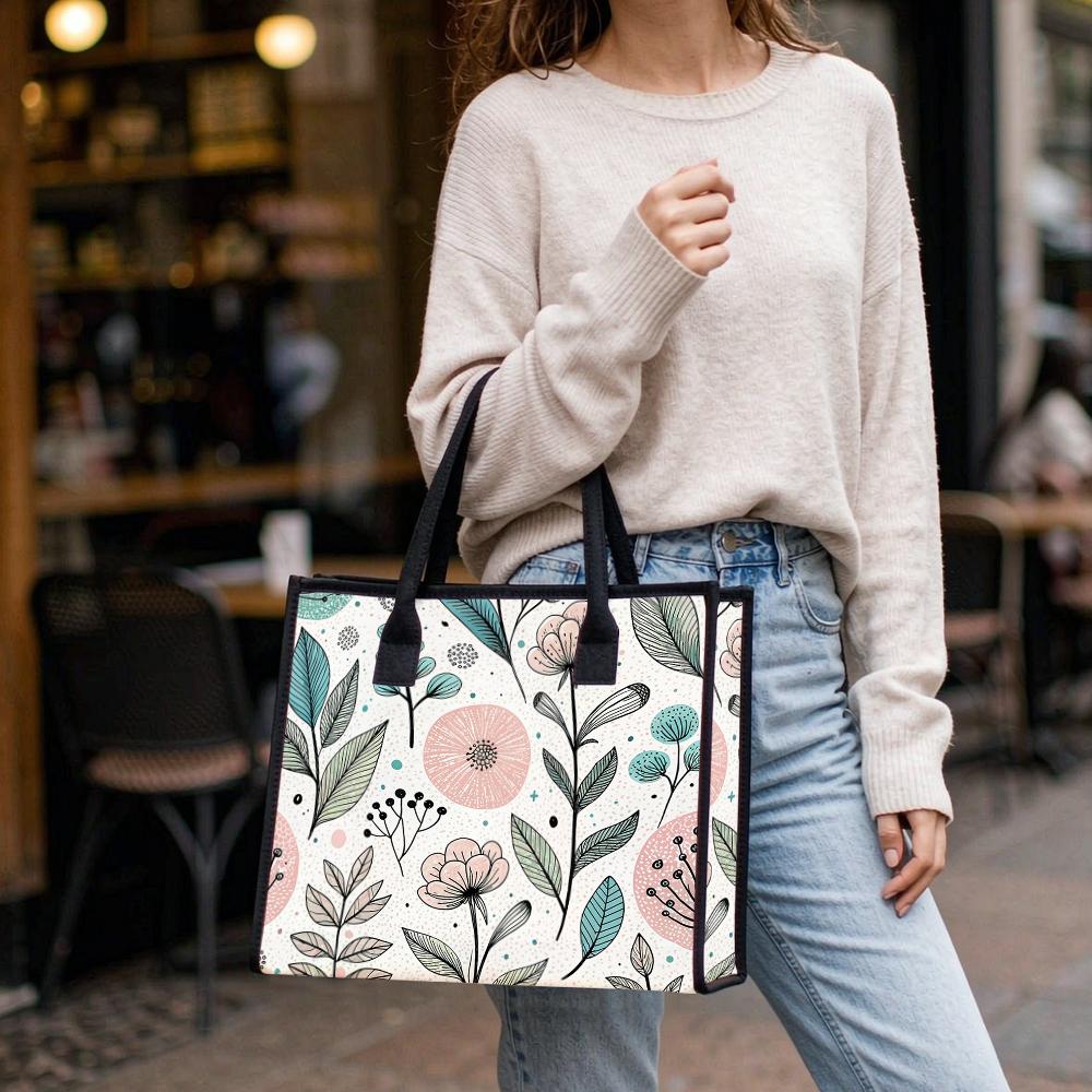 Floral Print Casual Large Capacity Reusable Tote Bag