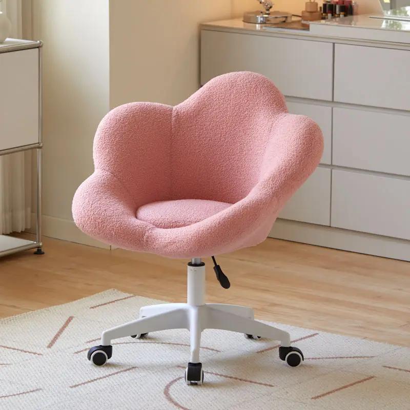 Formwell Home Office Stuhl mit mittlerer Rückenlehne Polstert Modern Geknöpft Computer Arbeitsstuhl Drehbar Höhenverstellbar Lammwolle