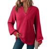 Women's Fashion Long Sleeve  Knit V-Neck Solid Color Casual Top