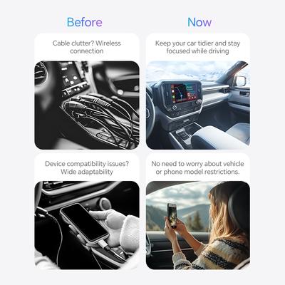 2in1 CarPlay Android Auto Mini Box Wired To Wireless USB Plug&Play Carplay Box Bluetooth WiFi Smart Dongle Connect Fit 99% Car