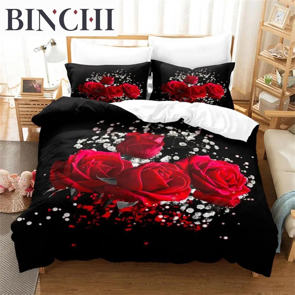 Flowers Roses Duvet Cover Set Fashion Bedding Soft Comfortable Breathable For Bedroom Guest Room Decor