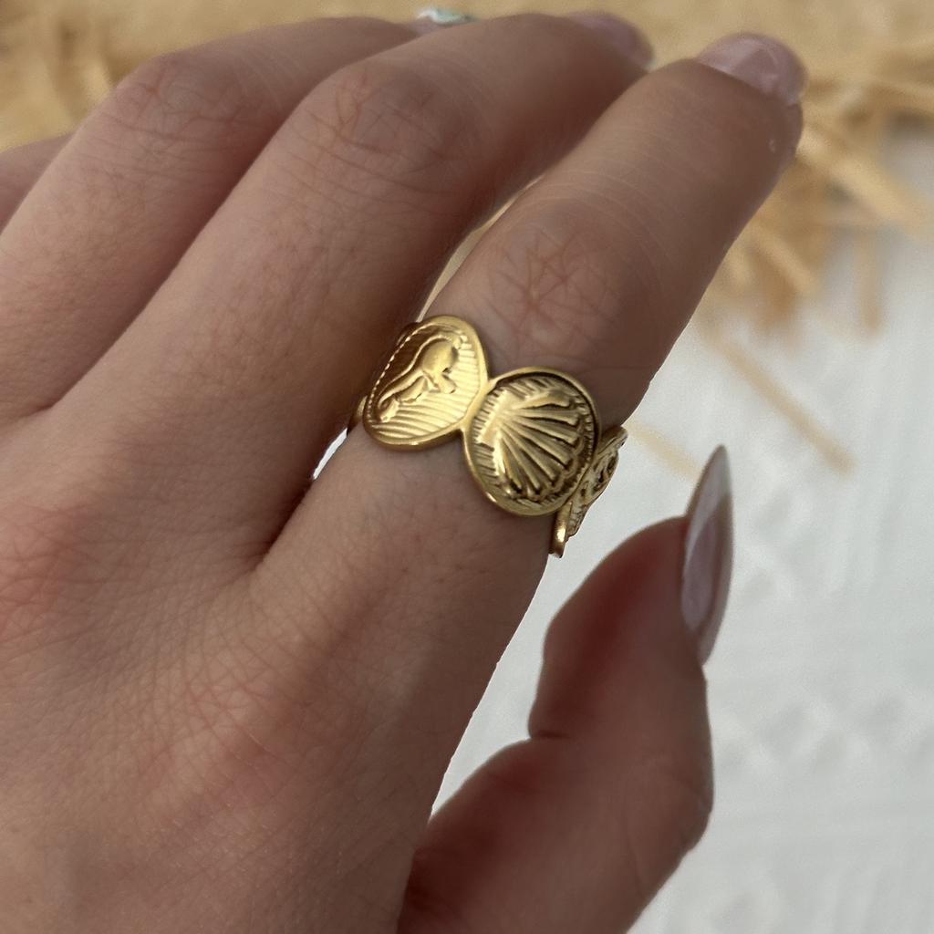 Stainless Steel Irregular Geometric Ring for Women Vintage Gold Color Sun Leaf Joint Finger Ring Party Versatile Jewerly Gifts