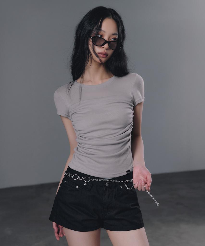 Geulouhaideu Milan Wave Shirring T-Shirt [Short Sleeve/Long Sleeve]