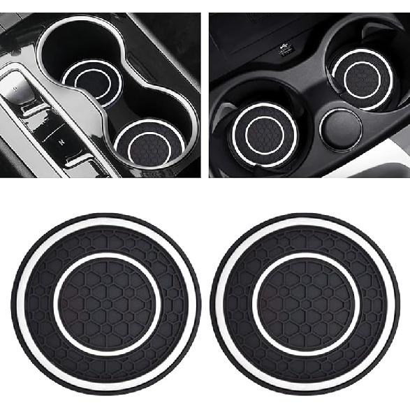 2PCS Car Cup Holder Coasters, 2.75 Inch Auto Non-Slip Anti Dust Cup Mats, Console Cup Holder Insert Coaster Auto Insulated Mats, Universal Interior