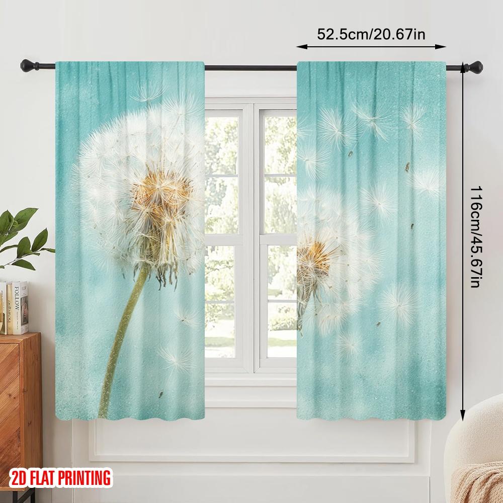 2pcs,2D Plane Printing Curtain Fabric Whispering Puffs 100% Polyester (without Rod) Decorations Inside Ldeal for Living Room &