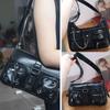 Harajuku Leather Handbag Y2K Underarm Shoulder Bag Simple PU Crossbody Bag  Girls