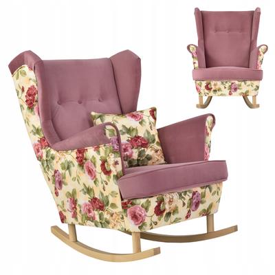 Ari Print Duo Wing Chair Rocking Scandinavian Family Furniture Beige Roses