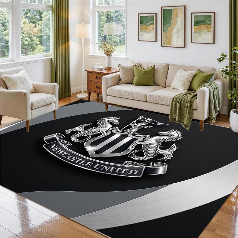 Newcastle United Football Design Crystal Velvet Rug Soft Decorative Mat for Bedroom Entrance