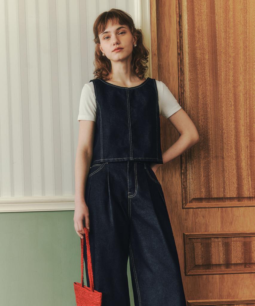 Zerostreet Denim Crop Bustier / Deep Indigo