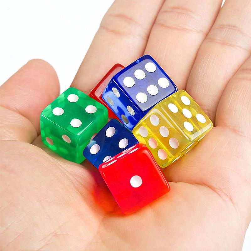 12Pcs 16Mm Transparent Dice For Board Games For Adullts Kids Acrylic Cubes Party Leisure Toys Juegos De Mesa Divertidos