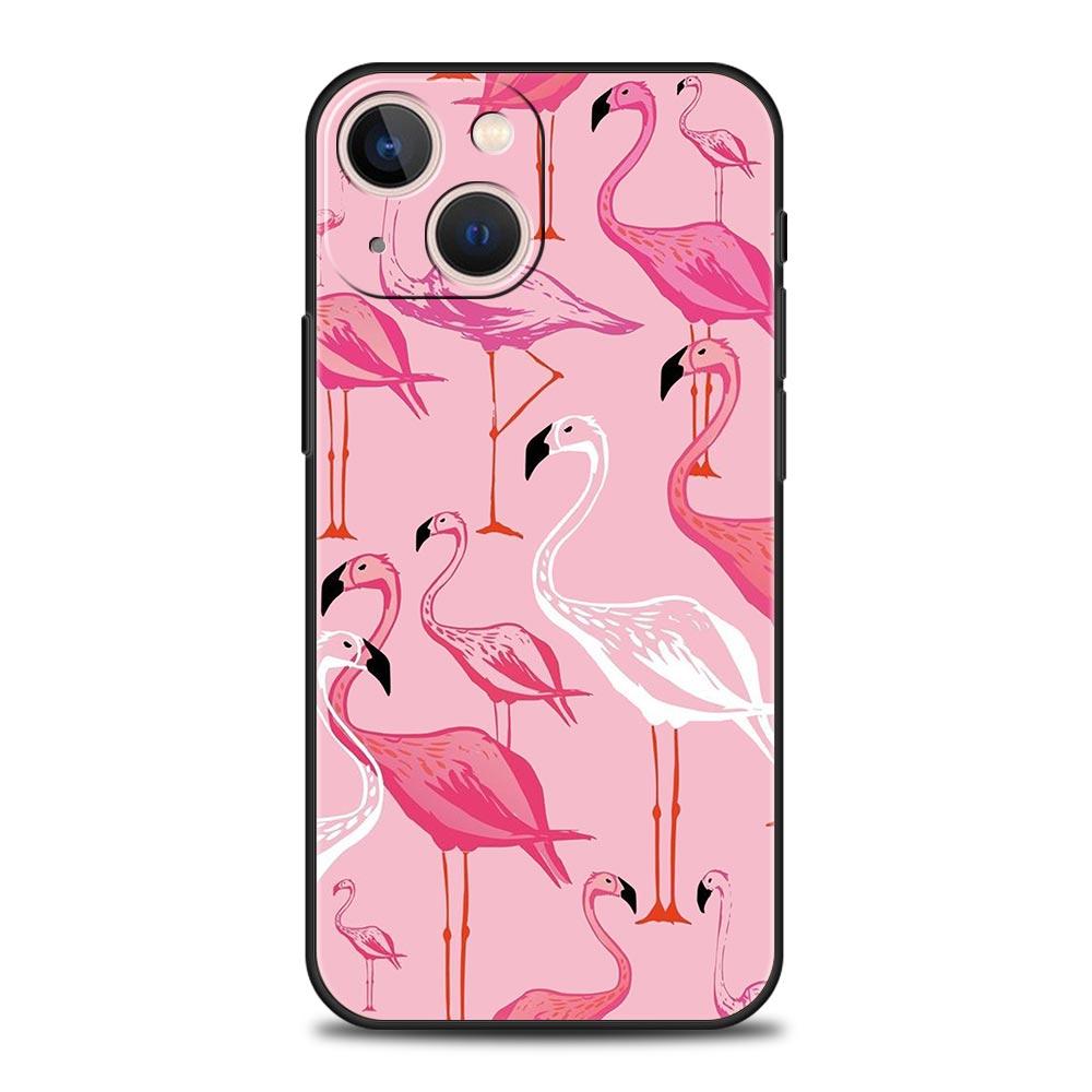 Pink Red Flamingo Luxury Phone Case For iPhone 11 14 15 Pro MAX 12 13 Mini 7 8 Plus X XR XS SE Silicone Shockproof Cover Funda