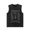 Religious Graphic Vest Streetwear Hip Hop Mens Tank Tops Casual Sleeveless Tops Shirt Washed Cotton Vest Black Harajuku