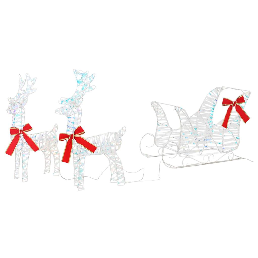 Reindeer Pull Sled Warm White 30 X 12 X 54.5 Cm PET