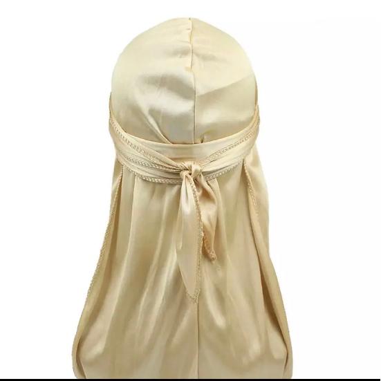 Unisex Women Men Silk Durag Turban Hat Wigs Biker Headwear Headband Hair Accessories Long Tail Straps Bandanas Silky Durags