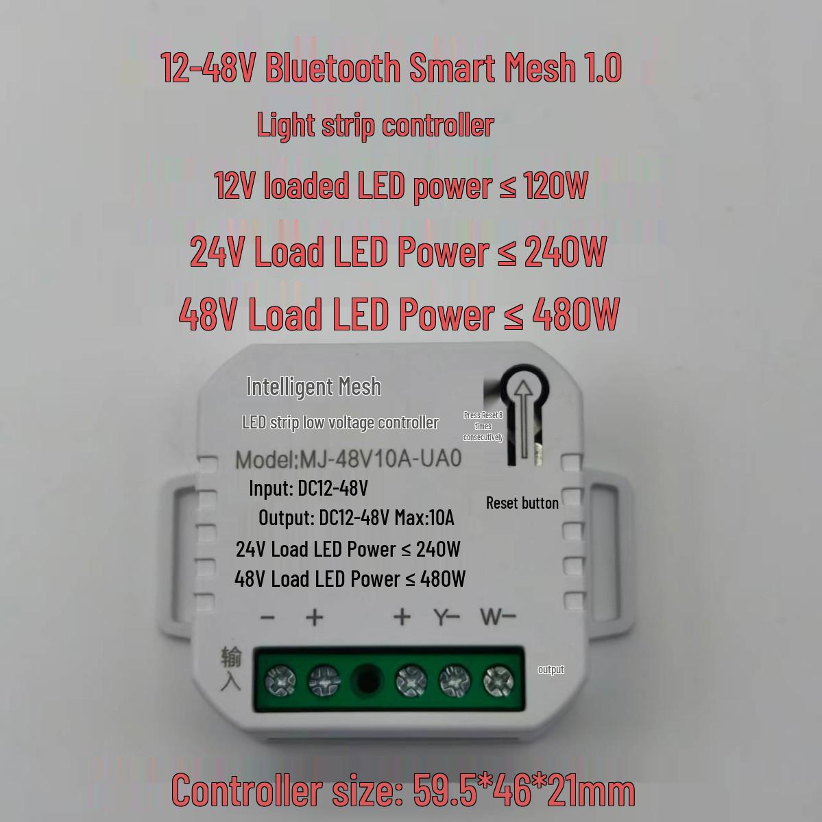 

Bluetooth Smart Mesh Low Voltage Light Strip Controller 12-48V [Mijia App Integrated]