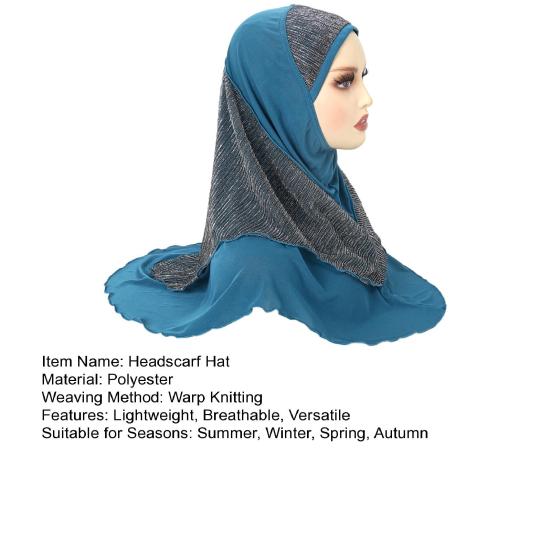 Women Headscarf Hat Lightweight Breathable Soft Crystalline Golden Wire Design Head Wrap Color-blocked Turban Hat