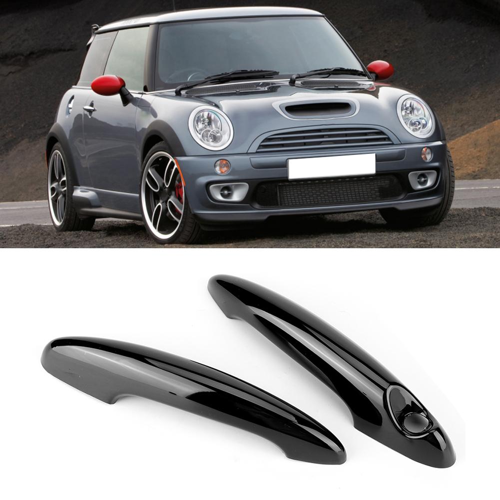 2pcs ABS Black Car Outer Door Handle Strip Cover Trim Fits For S R50 R53 R56