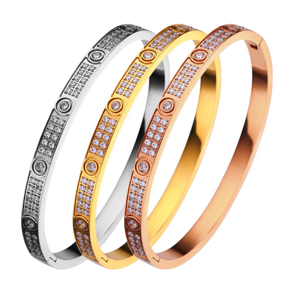 Ins Wind Gypsy Star Bracelet Two Rows of Diamonds Slightly Inlaid with Diamonds Stainless Steel Bracelet Titanium Steel Jewelry Bracelet Women