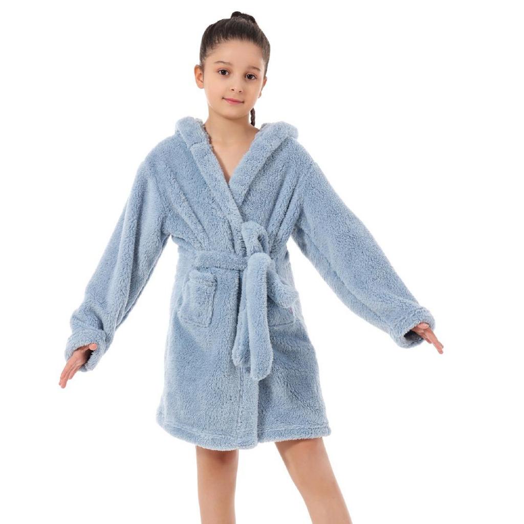 Gemütlicher Baumwoll-Samt-Bademantel für Kinder - Warme TV-Decke Pyjama