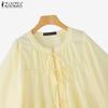 ZANZEA Blusa casual da donna a maniche 3/4 con scollo rotondo