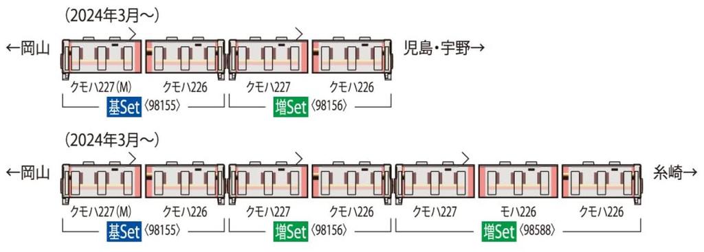 TOMYTEC TOMIX N Gauge JR 227 500 Series Urara 2-car Extension Set Railway Model Train 98156