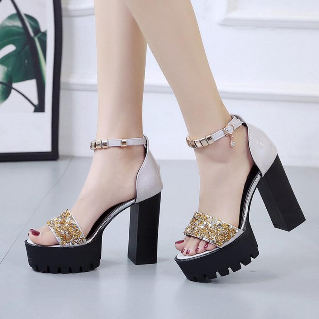 Fashion Summer New Fashion Fish Mouth Sandals Women Thick Bottom High Heels Super High Heel Chunky Wedding Dance Show Shoes Designer