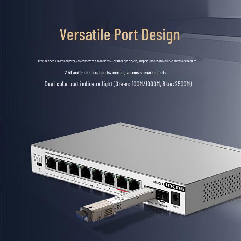 H3C S1510FX 8-Port 2.5G Unmanaged Ethernet Switch