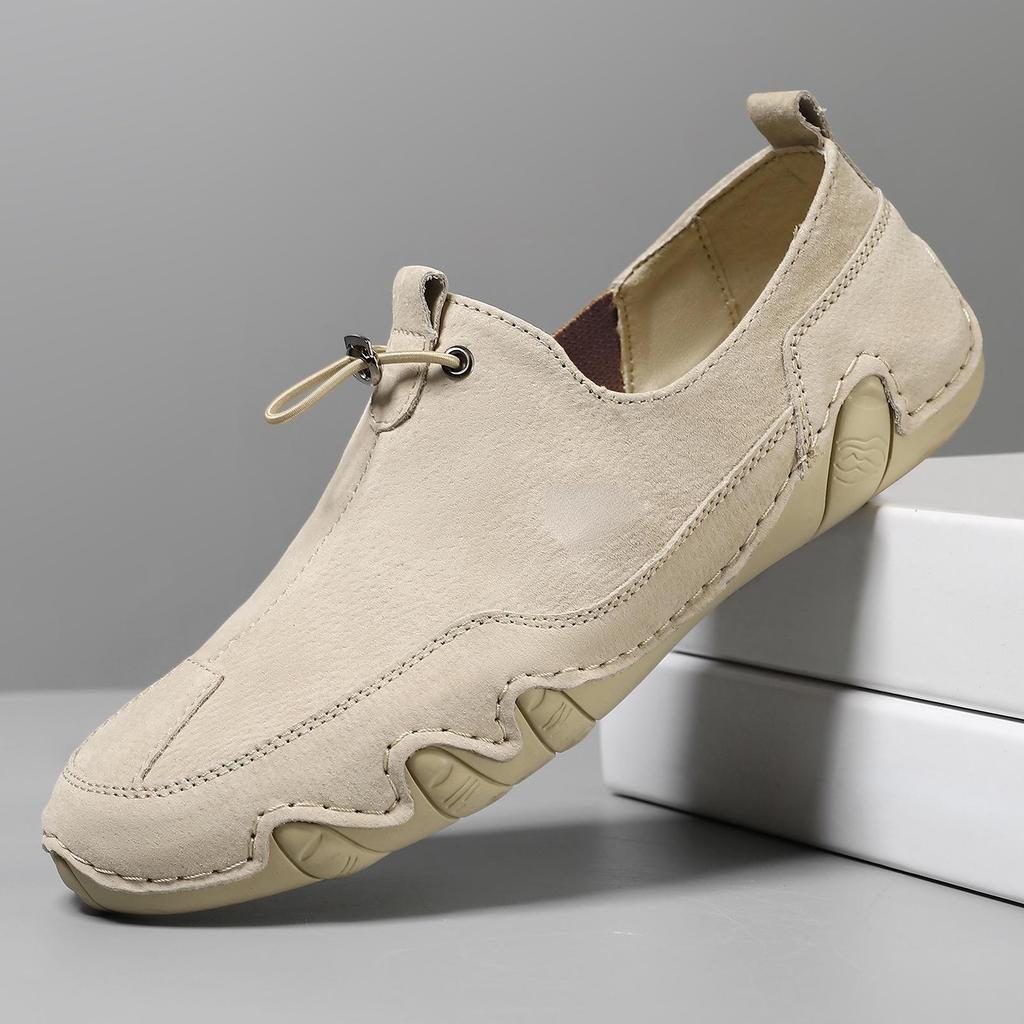 Men's Plus Size Genuine Leather Soft White Sports Shoes