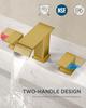 Bathroom Waterfall 3 Holes Basin Faucet, 2 Handles Cold Hot Water Mixers Sink Taps Black Chrome Brushed Gold