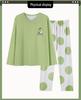 Ensemble Pyjama Automne/Hiver pour Femme: Coton à manches longues, Style coréen, Design mignon de dessin animé d'ours au thé au lait