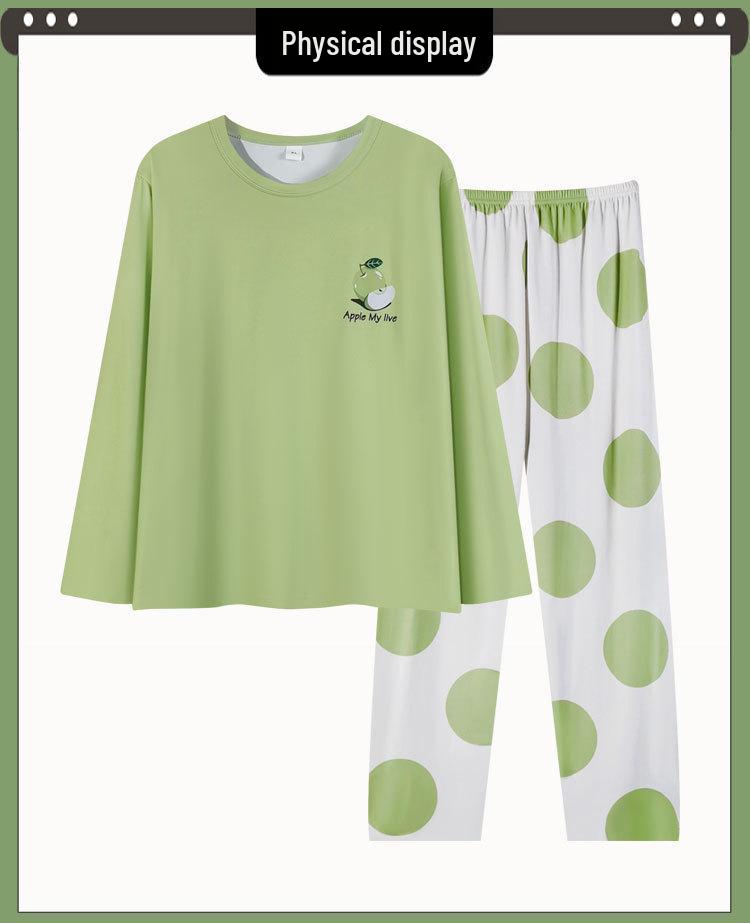 Ensemble Pyjama Automne/Hiver pour Femme: Coton à manches longues, Style coréen, Design mignon de dessin animé d'ours au thé au lait