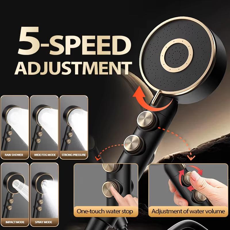 5 Modes High Pressure Handheld Shower Head,Water Saving , Spray Nozzle Massage Rainfall Shower Head Bathroom Accessories