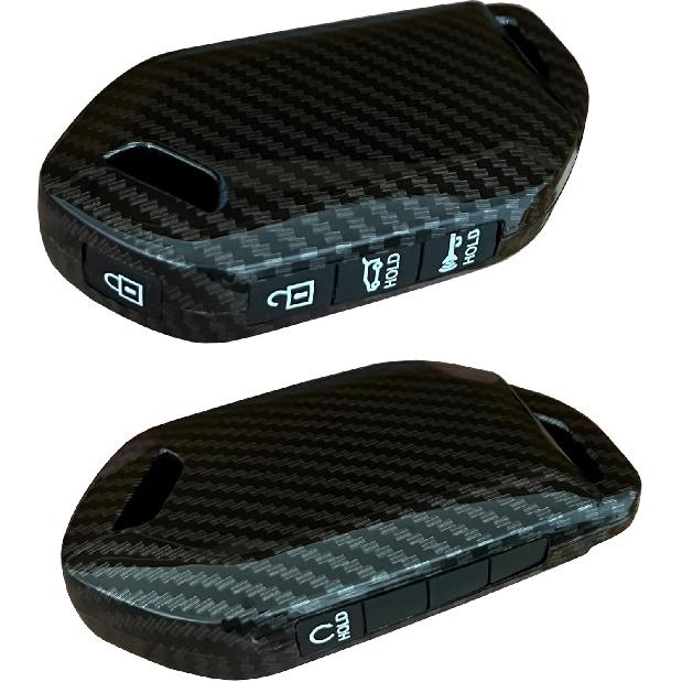 Car ABS Plastic Key Fob Cover Silicone Button Key Shell Fit for Kia Key Protective Cover Fit for 2023 2024 2025 Kia Telluride Sorento (Black)