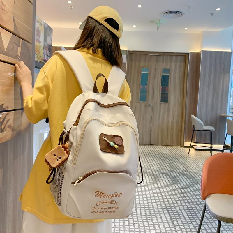 Симпатичный женский рюкзак большой емкости с цветными блоками — фото 6