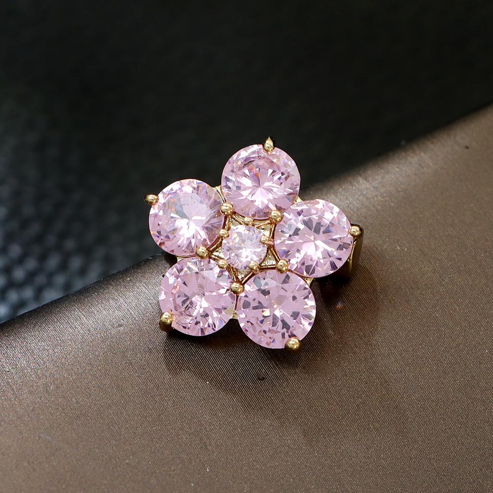 New Shining Crystal Small Flower Brooch Collar Pin Pink Color