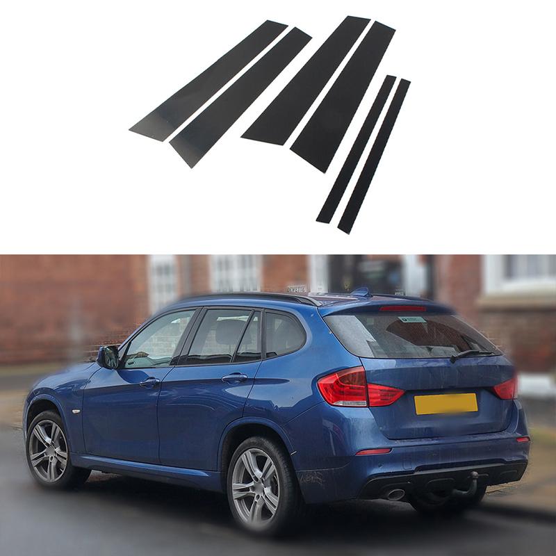 6Pcs Glossy Black Car Pillar Posts Door Window Trim Cover Stickers Accessories Fit For BMW X1 E84 2010-2015
