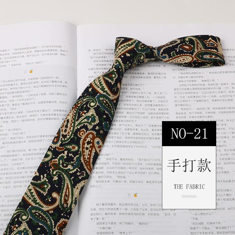 Floral Tie Men'S Patterned Cotton Shirt Macaron Printed Narrow Edition 6Cm Hand Tie Korean Casual Women'S Tie