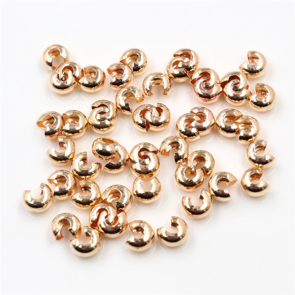100pcs/lot Copper Round Covers Crimp End Beads 3 4 5mm Stopper Spacer Beads For DIY Jewelry Making Findings Supplies