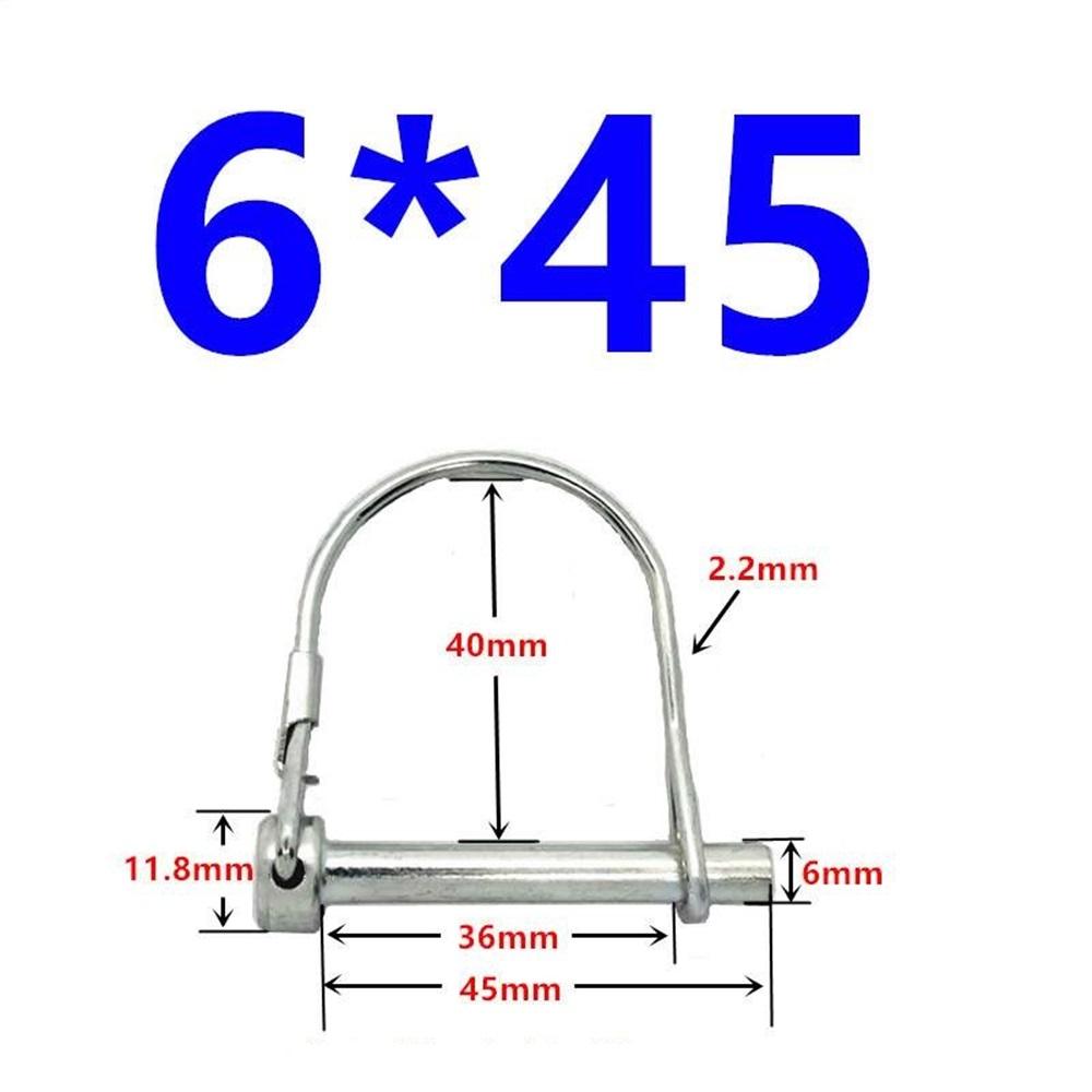 10Pcs Wire Lock Pin, Carbon Steel Shaft Locking Pin, Round Loop Wire Lock Pin for Track Farm Lawn(6*50)