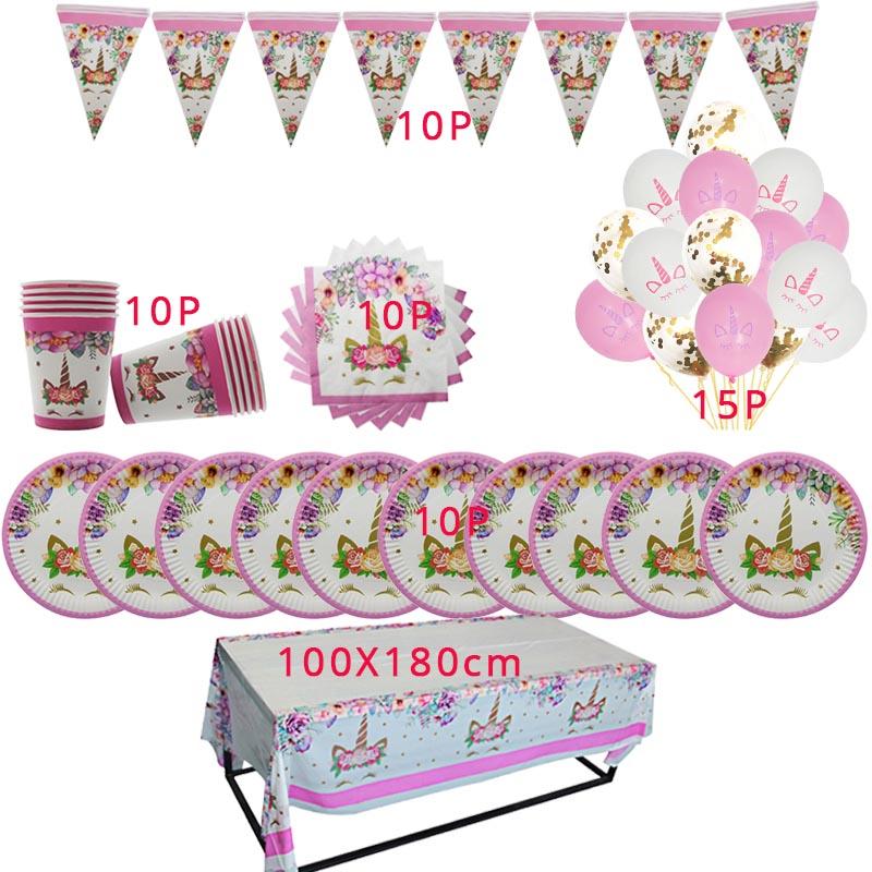 WEIGAO Unicorn Party Accessories Rainbow Unicorn Balloons Latex Balloon Girl Birthday Party Decor Unicorn Headband Cake Toppers