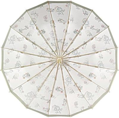 16 Folding Suitable for Sun and Cute Floral UV Light Heat Manual Day Includes Storage Bag "Large Size, Ribs" Umbrella, Old-Fashioned Parasol, Women's,