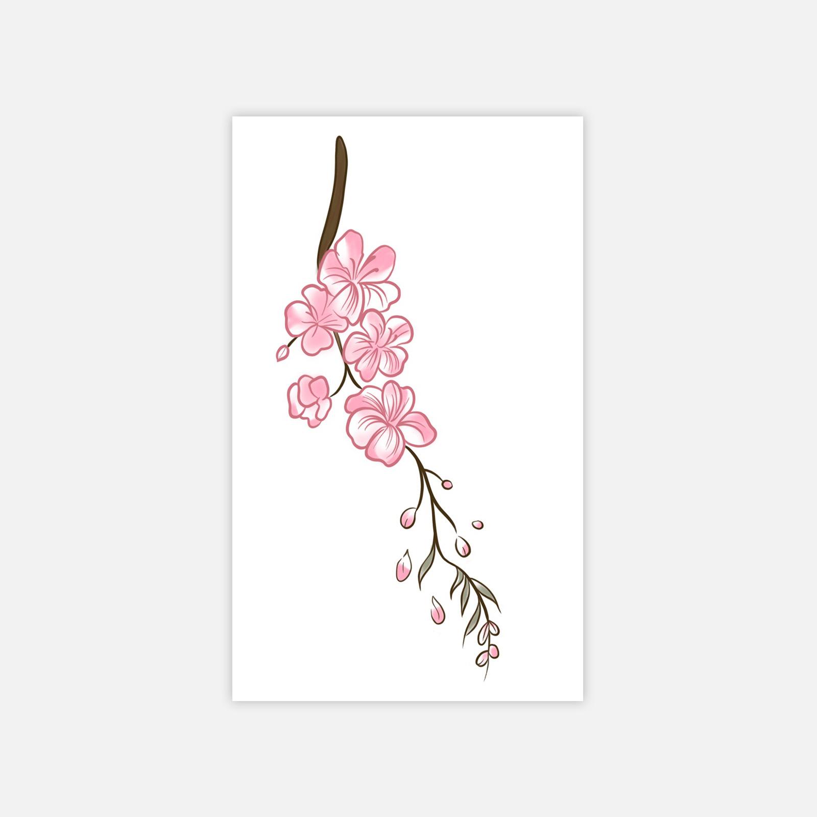 Beautiful Cherry Blossom Tattoo Sticker Simple Arm Tattoo Sticker 6*10