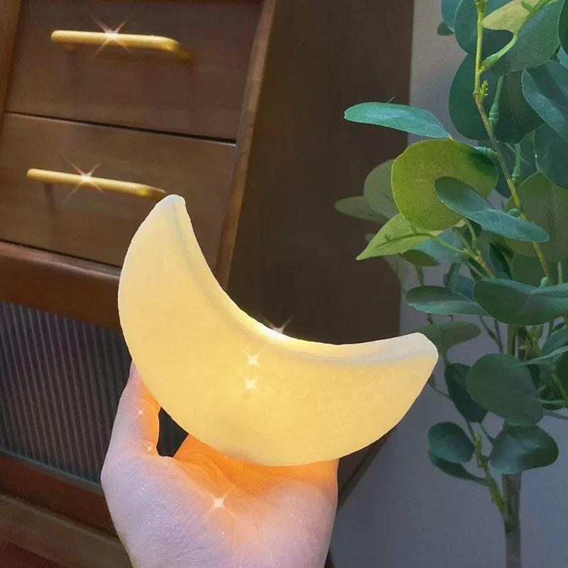 LED Cartoon Night Light Moon 3AA Battery Stars Decorative Atmosphere Table Lamp As Gift Ornament Bedroom Bedsides Night Lamps