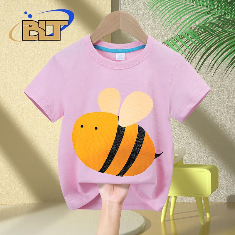 Little Bee Printed Kids T-shirt Summer Children's Pure Cotton Short-sleeved Casual Tops Boys and Girls Gifts