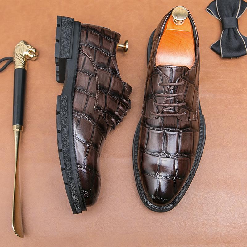 New Brown Derby Shoes for Men  Lace-up Round Toe Business Men's Formal Shoes  Size 38-44 Mens Shoes