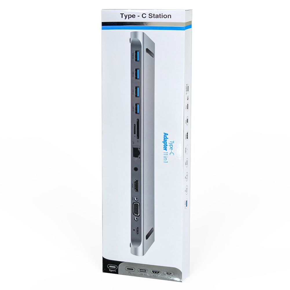 11-in-1 USB-C-Hub Mehrzweck-Aluminiumlegierung USB-C-Adapter Dockingstation für Laptop USB-Stick Drucker Typ-C-Geräte