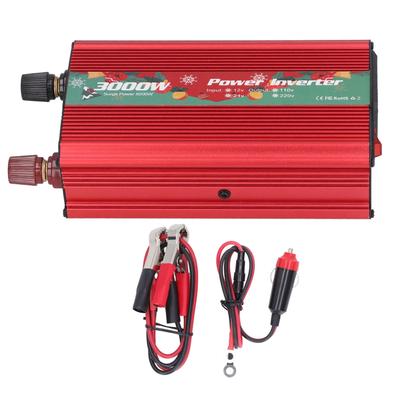 Wechselrichter Aluminiumlegierung DC12V zu AC Strom Geräuscharm Sinuswellen-Wechselrichter für Mehrzweck-Ladung 3000W Rot 220V