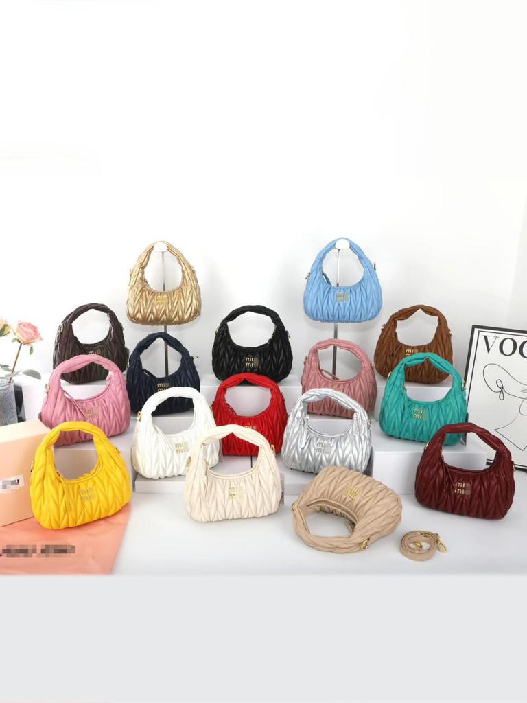 Miu House Lambskin Ruched Dumpling Hobo Bag: Trendy Crescent Underarm Crossbody for Women