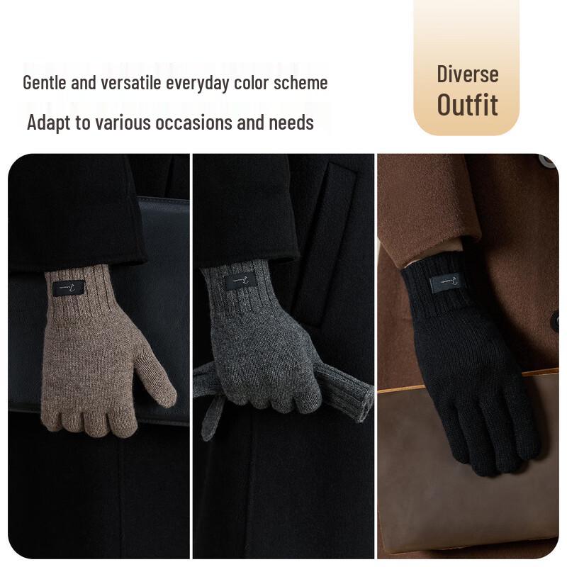JIUMU Men's Winter Thickened Sheep Wool Gloves