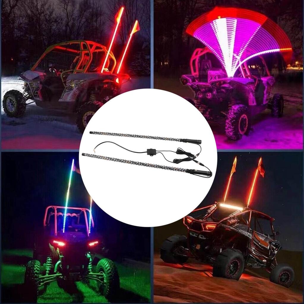 RGB LED Whip Light with Flag APP Control 300 Patterns 366 Modes 12V for UTV ATV Off Road Vehicle Boat